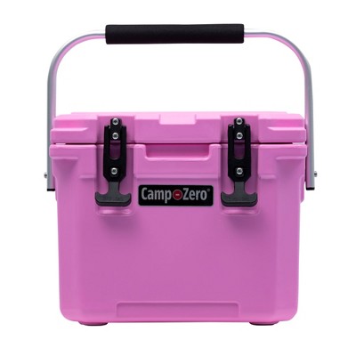 CAMP-ZERO Quart Lidded Cooler with  Molded In Cup Holders, Folding Aluminum Handle Grip, and Locking System