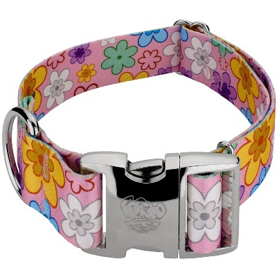 Pink Dog Collar With Flowers Carrots Floral Dog Collar 