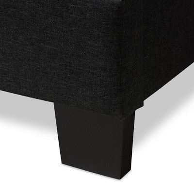 King-Sized Dark Charcoal Gray Tufted Upholstered Bed with Wood Frame