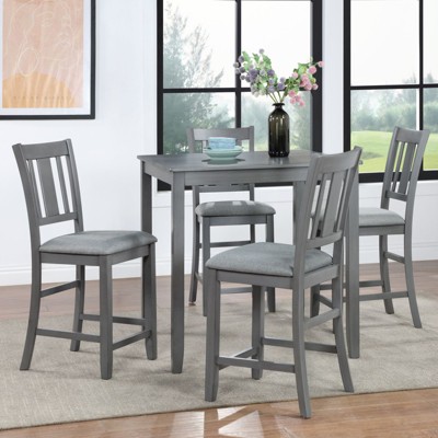 NicBex 34.5" Dining Table Set for 4 Counter Height Square Wooden Dining Table with 4 Chairs for Kitchen