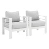Heynemo Patio Furniture Metal Armchair,2 PCS All-Weather Aluminum Garden Outdoor Contemporary Sofa Chair (White) with Cushions (Light Grey) - 2 of 4