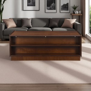 47.2" Coffee Table with Fluted Design & Glass Top - 1 of 4