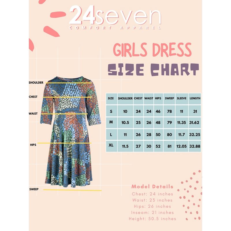 24seven Comfort Apparel Green Knee Length Fit and Flare Girls Comfortable Party Dress, 4 of 5