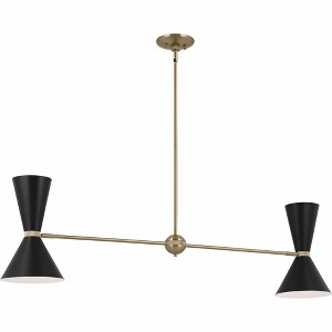 Phix 48 Inch 4 Light Linear Chandelier in Champagne Bronze with Greige and White - 1 of 1