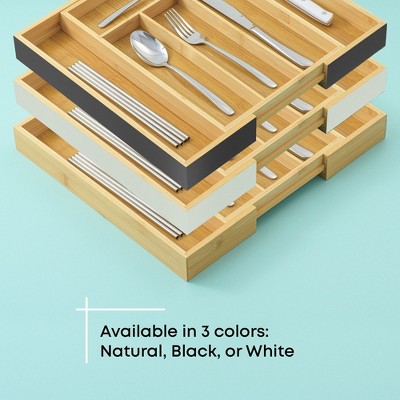 Adjustable Natural Bamboo Expandable Flatware Organizer