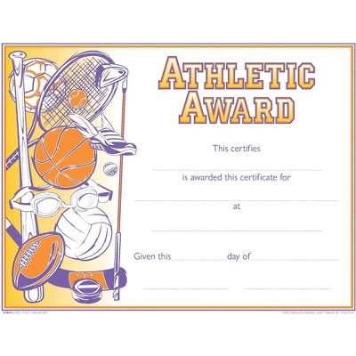 Hammond & Stephens Raised Print Athletic Recognition  Award, 11 x 8-1/2 inches, pk of 25