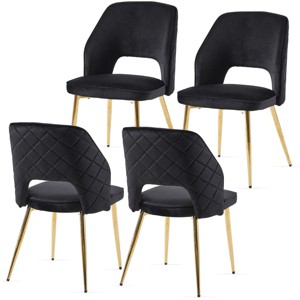 Modern Fabric Upholstered Dining Chairs Set of 4,Metal Leg Hollow Back Kitchen Dining Room Chair,Armless Padded Side Chair-Coolbibila - 1 of 4