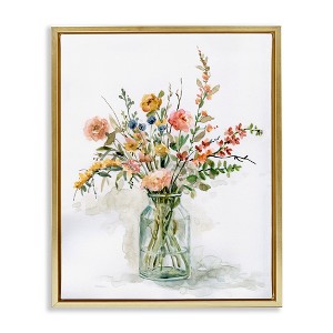 Stupell Industries Country Meadow Roses Floral Bouquet Watercolor Still Life Floating Frame Canvas Art - 1 of 4