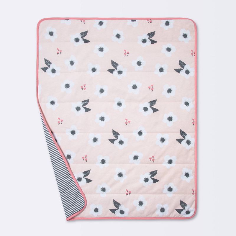 Jersey Knit Reversible Baby Blanket Floral - Cloud Island&#8482; - Pink, 4 of 7