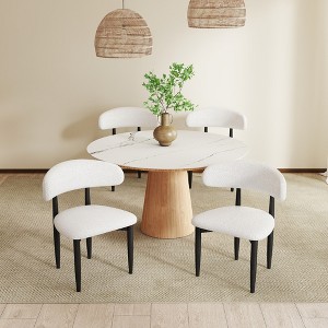 WJSHome Modern Solid Rubberwood Dining Chairs Set of 4 with Curved Back, Ergonomic Upholstered Seat with Anti-Slip Foot Pad, for Kitchens, Living Room - 1 of 4