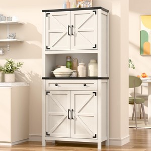 Tall Farmhouse Storage Cabinet, 6 Tier Kitchen Pantry Organize, Microwave Stand - 1 of 4