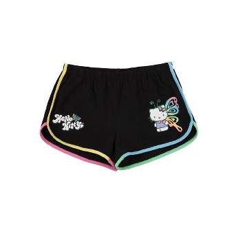 Hello Kitty Butterfly Glitter Print Women's Black Lounge Shorts