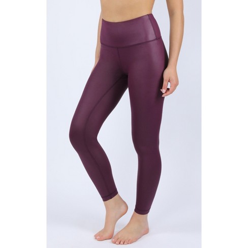 90 Degree By Reflex Interlink Faux Leather High Waist Cire Ankle Legging -  Potent Purple - Small