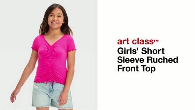 Girls' Short Sleeve Ruched Front Top - art class™, 2 of 5, play video