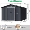 10X10 FT Outdoor Storage Shed, Galvanized Steel Storage Shed, Steel Sliding Doors, Weather Resistant, Garden Tool Shed with Lockable Door - 2 of 4