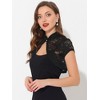 INSPIRE CHIC Women's Lace Stand Collar Pearl Button Short Sleeve Cropped Shrug - 2 of 4