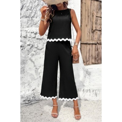 I am a Fashion Junky Two Pieces Printed Sleeveless Pockets Sets