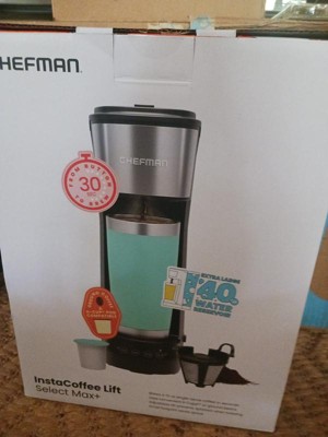Chefman Insta-Coffee Max Single Serve Coffee Maker w/ Cup Lift, K-Cups or  Grounds, Black 