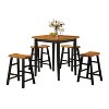 5pc Gaucho Counter Height Dining Set Oak/Black - Acme Furniture: Solid Wood, Square Leg, Saddle Stools - 2 of 4