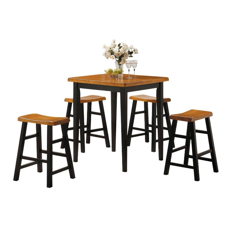 5pc Gaucho Counter Height Dining Set Oak/Black - Acme Furniture, 3 of 6
