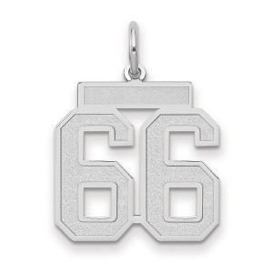 Black Bow Jewelry 14k White Gold, Jersey Collection, Medium Number 66 Pendant - 1 of 4