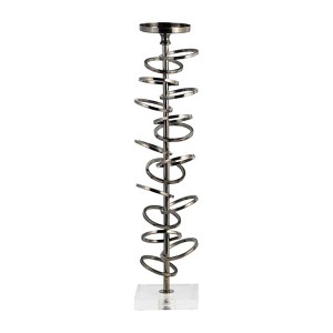 Modern Metal Pillar Candle Holder - Spiral Design Aluminum Taper Holder - Contemporary Home & Office Decor - Metallic - 18" Gunmetal - 1 of 4