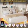 Floating Bed Frame, Suspended Bed with RGB LED Lights and Charging Station, Upholstered Bed Frame with Storage Headboard, No Box Spring Needed - 4 of 4