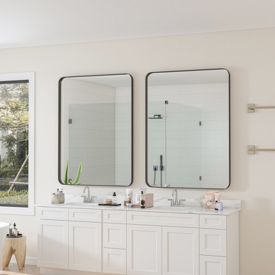 Vynxaria Vanity Mirror 30x40 Inch Mirrors for Wall Black Rectangular Mirror Wall Mirror for Living Room Bedroom Bathroom Decor