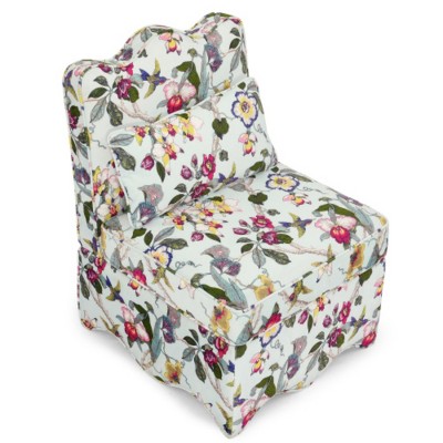 Syemin Accent Chairs Floral Flannel Upholstered Accent Chair, Retro Single Sofa Chair, Armless Lounge Chair for Living Room, Red, 23.62"*25.8"*33.46"