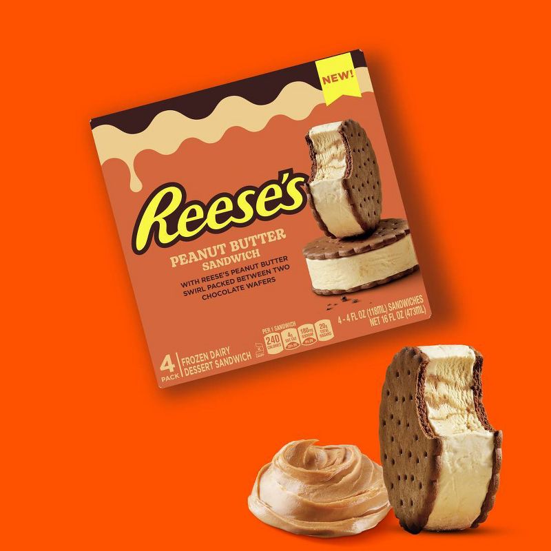 Klondike Reese&#39;s Peanut Butter Frozen Dairy Dessert Ice Cream Sandwich - 16oz/4ct, 6 of 9
