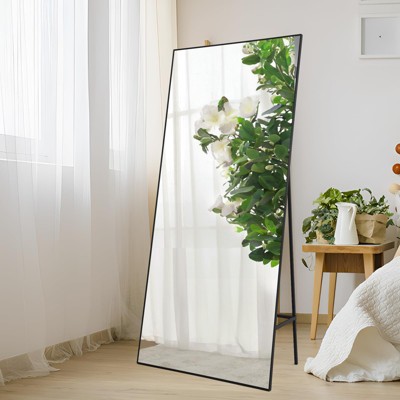 Full Length Mirror, Oversized Full-Body Hanging or Leaning Rectangle Mirror, Aluminum Alloy Thin Frame Floor Mirror for Bedroom, Living/Dressing