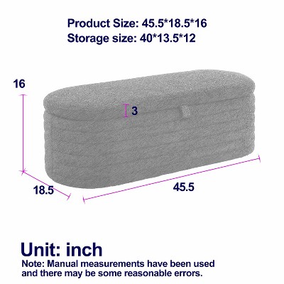 Vynxaria 45.5" Upholstered Storage Ottoman Bench ¨C Stylish & Functional Seating Solution