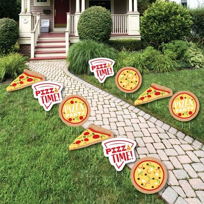 Big Dot of Happiness Pizza Party Time - Lawn Decorations - Outdoor Baby Shower or Birthday Party Yard Decorations - 10 Piece