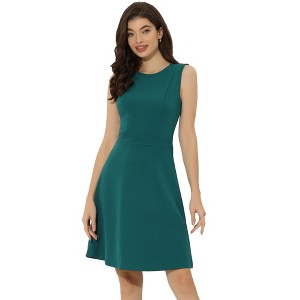 INSPIRE CHIC Women's Work Round Neck Sleeveless Fit and Flare Dresses - 1 of 4