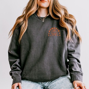 Simply Sage Market Embroidered Pumpkin Season Pumpkin Lightweight Garment Dyed Sweatshirt - 1 of 4
