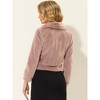 INSPIRE CHIC Women's Cropped Lapel Long Sleeve Fluffy Faux Fur Jackets - 4 of 4