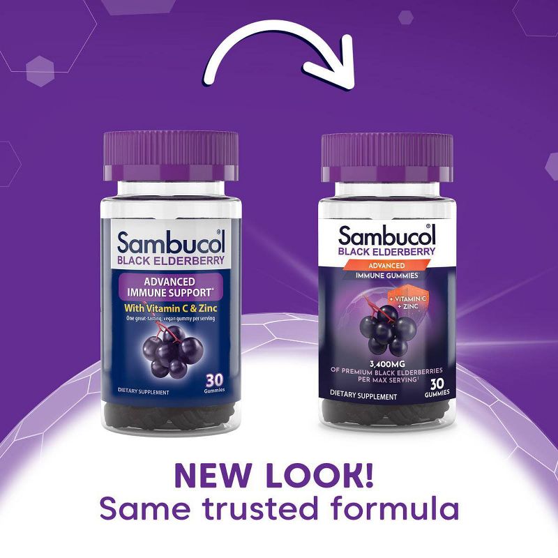 Sambucol Black Elderberry Immune Support Vegan Gummies with Vitamin C and Zinc - 30ct, 4 of 13