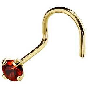 Jewelry Avalanche 22G 14K Gold Nose Screw Nose Stud with Garnet Gemstone - 1 of 2