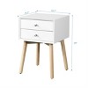 CAVINAS Nightstand with Drawer and Rubber Wood Legs, Mid-Century Modern Bedside Table, Storage Cabinet for Bedroom - 3 of 4