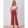 Allegra K Women's Casual Loose High Waist Drawstring Wide Leg Palazzo Pants with Pockets - 3 of 4
