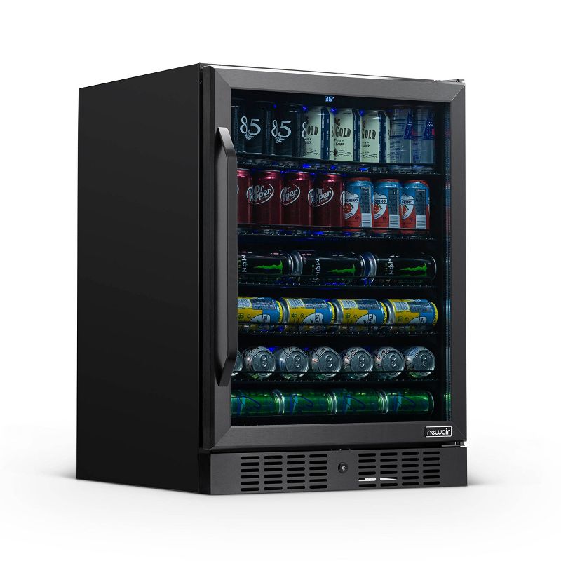 Newair 24" Built-in or Freestanding 177 Can Beverage Fridge with Precision Digital Thermostat, Adjustable Shelves, 1 of 12