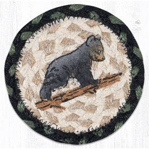 Earth Rugs Bear Cub Printed Coaster – 5"x5" Hand-Braided Jute with Adorable Wildlife Cub Design for Rustic Cabin Decor - 1 of 3
