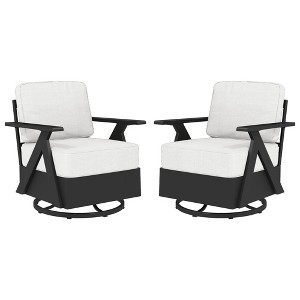 YARDSIGHT 2-Piece Outdoor Swivel Lounge Chairs with Cushions, Patio Aluminum Armchairs with 360-Degree Rotation for Garden, Deck, or Poolside - 1 of 4