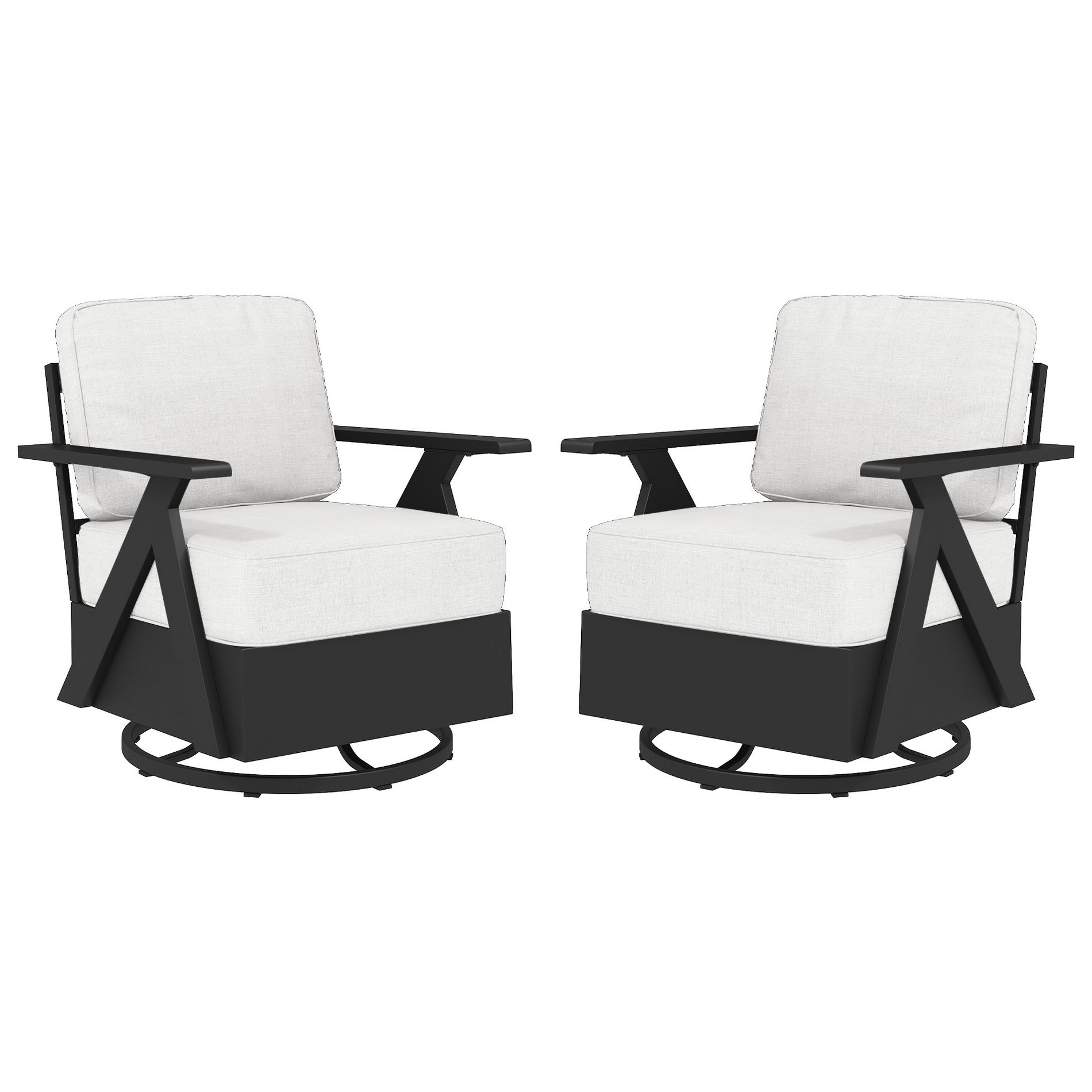 YARDSIGHT 2-Piece Outdoor Swivel Lounge Chairs with Cushions, Patio Aluminum Armchairs with 360-Degree Rotation for Garden, Deck, or Poolside