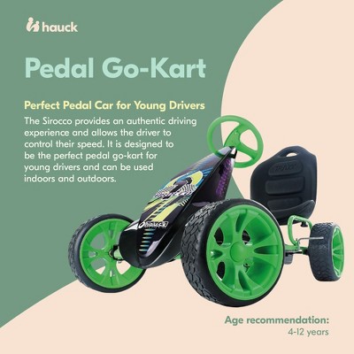Green Ergonomic Pedal Go-Kart with Low Profile Rubber Tires