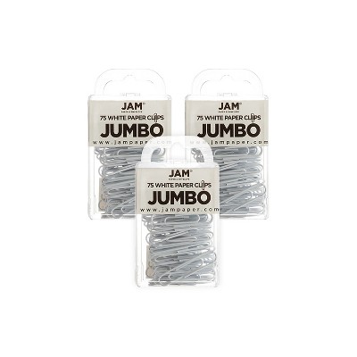 JAM Paper Colored Jumbo Paper Clips Large 2 Inch White Paperclips 2184934B