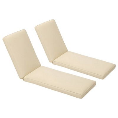 Aoodor 72 x 21 x 3 Inches Patio Chaise Lounger Cushions, Olefin Fabric Slipcovers with Sponge Foam, Set of 2