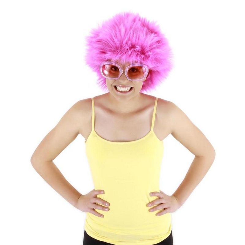 Elope Fuchsia Fuzzy Costume Wig Adult, 1 of 2