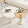 NicBex Set of 2 Cream White Modern Nesting Coffee Tables for Living Room,2 in 1 Irregular Tea Table with Glass Top,Living Room Furniture - 2 of 4