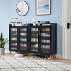 5-Tier Shoe Cabinet with Glass Front Doors, Durable Storage Organizer Featuring Reinforced Support Legs - 3 of 4